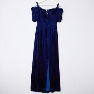 vintage 90s blue velvet gown maxi prom dress